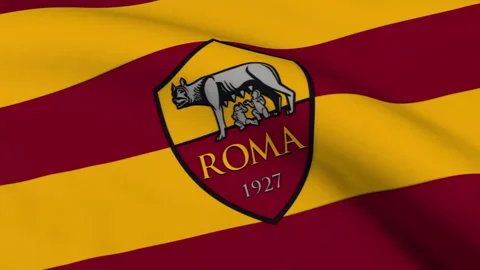 Flag with A.S. Roma Logo Looping Video stock 220087097