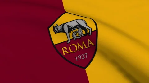 Flag with A.S. Roma Logo Seamless Looping Stock Footage 220080539