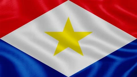 Flag of Saba. Realistic waving flag 3D render illustration Stock Illustration