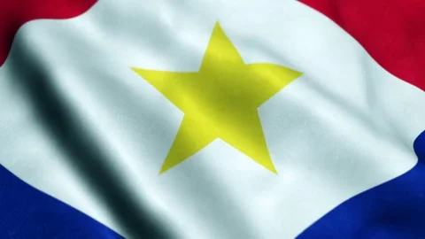 Flag Of Saba Waving On Flagpole In The Wind, National Symbol Of Freedom Stock Footage