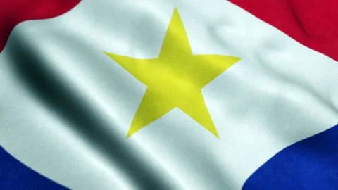 Flag Of Saba Waving On Flagpole In The Wind, National Symbol Of Freedom - Video stock 232798139