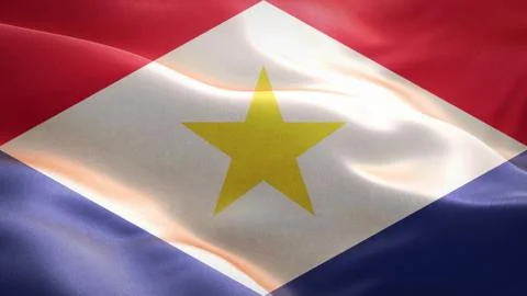 Flag of Saba waving in the wind. 3D Waving flag design. Stock Illustration