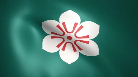 The Flag of Saga Prefecture Waving in the Wind (CG | LOOP) Stock Footage 177987146