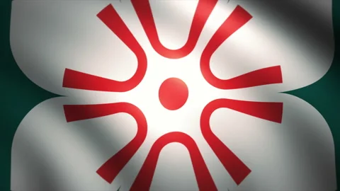 The Flag of Saga Prefecture Waving in the Wind (CG | Zoom Out) Stock Footage 184048397