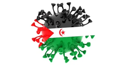 Flag of Sahrawi on Seamless looping 3D animation of the covid-19 Corona Virus Stock Footage 167323830