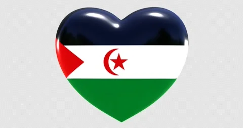Flag of Sahrawi on turning Heart 3D Loop Animation with Alpha Channel 4K UHD Stock Footage 171486355