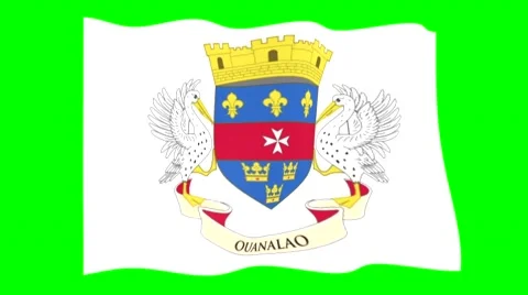 Flag of Saint Barthelemy.   Waving flag (PNG) computer animatie. Stock Footage 58759748