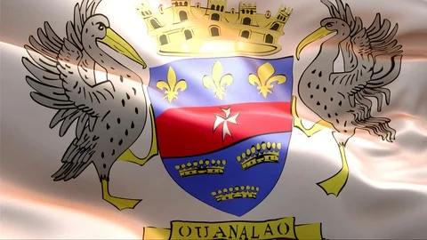 Flag of Saint Barthelemy waving in the wind. Stock Footage 129347648