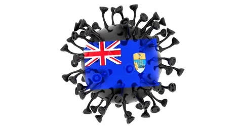 Flag of Saint Helena on Seamless looping 3D animation of the Corona Virus Stock Footage 167323720