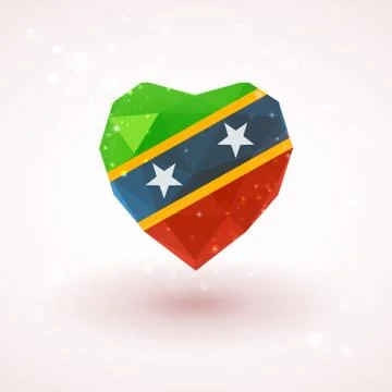 Flag of Saint Kitts and Nevis in shape diamond glass heart. Triangulation style Stock Illustration