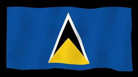 Flag of Saint Lucia, 60 fps, slow motion, lopped, alpha channel Stock Footage 100537892