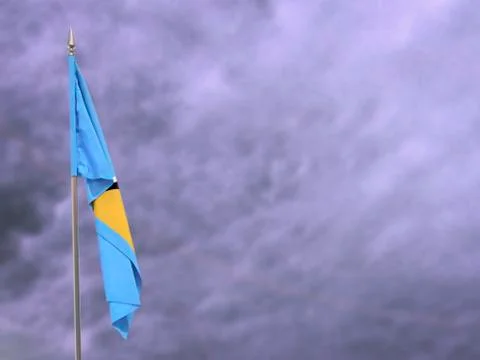Flag of Saint Lucia hanging down dangling Stock Photos