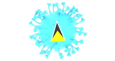 Flag of Saint Lucia on looping 3D animation of the covid-19 Corona Virus Stock Footage 167738806