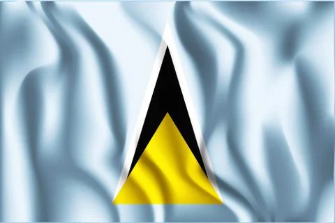 Flag of Saint Lucia. Rectangular Shaped Icon with Wavy Effect Stock Illustration