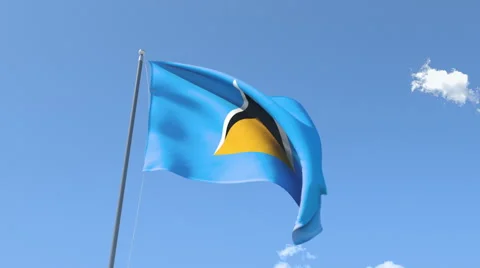 The flag of Saint Lucia Waving on the Wind. Video stock 48939894