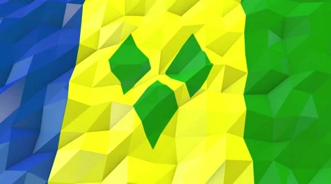 Flag of Saint Vincent and the Grenadines 3D Wallpaper Illustration Stock Footage 66416648