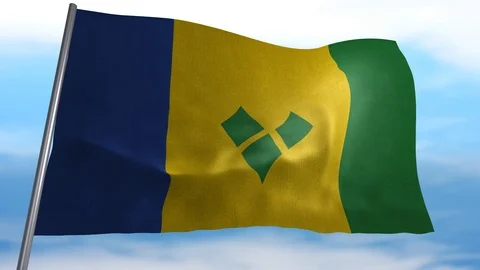 Flag of Saint Vincent and the Grenadines Stock Footage 118528484