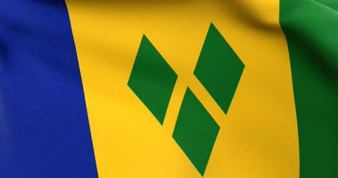 Flag of Saint Vincent and the Grenadines Waving 3D Animation , 4K UHD 60 FPS Stock Footage 165523880