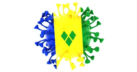 Flag of Saint Vincent and the Grenadines on 3D animation of the Corona Virus Video stock 167738837