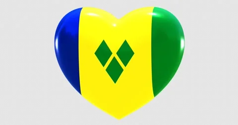 Flag of Saint Vincent and the Grenadines on turning Heart 3D Loop Animation Stock Footage 171478826