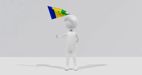 Flag of Saint Vincent and the Grenadines. 3D Character flag 4K UHD 60FPS Stock Footage 228563177
