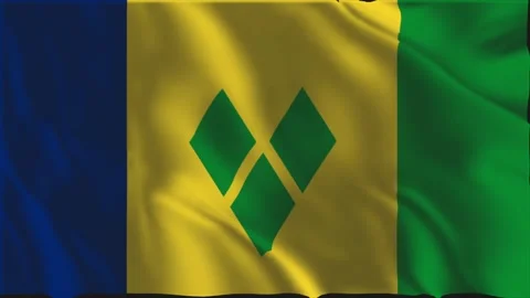 Flag of Saint Vincent and the Grenadines waving slowly Stock-Footage 339791984