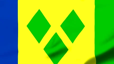 Flag of Saint Vincent and the Grenadines waving in wind Stock Footage 343317236