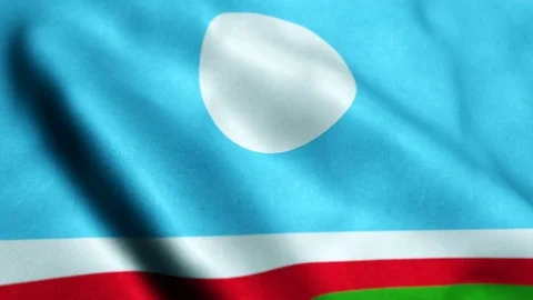 Flag Of Sakha Republic Waving On Flagpole In Wind, National Symbol Of Freedom Stock Footage