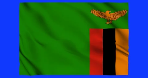 Flag of Sambia waving on a samless loop over an easily removable background Stock Footage 98372593