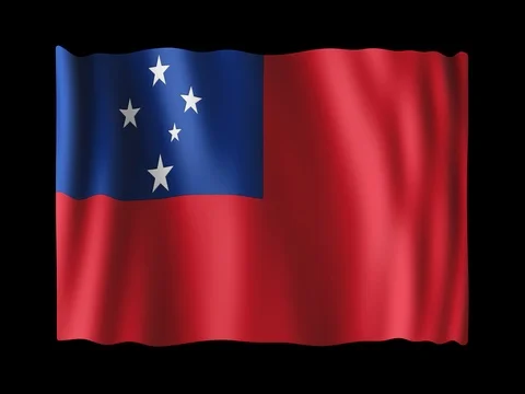 Flag of Samoa, long ratio (2:1), seamless loop animation Stock Footage 85201916