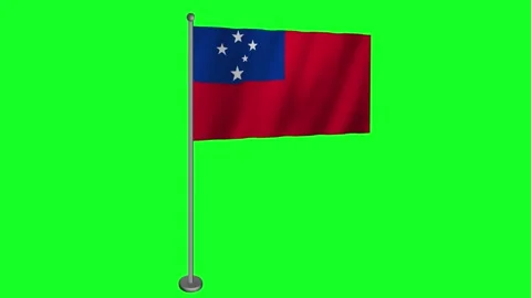 The Flag of Samoa in Motion on Green Screen Stock Footage 278793250