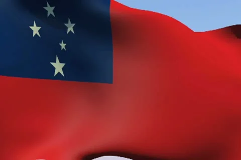 Flag of Samoa NTSC Stock Footage 14806478