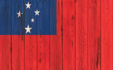 Flag of Samoa painted on wooden frame Stock Photos