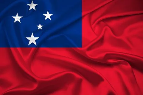 Flag Of Samoa, Samoa flag, National flag of Samoa. fabric flag of Samoa. Stock Illustration