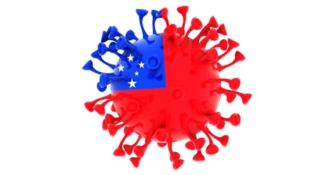 Flag of Samoa on Seamless looping 3D animation of the covid-19 Corona Virus Video stock 167323661