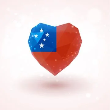 Flag of Samoa in shape diamond glass heart. Triangulation style 스톡 일러스트