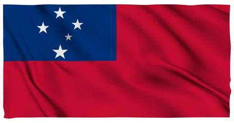 Flag of Samoa waving on a samless loop over an easily removable background 스톡 동영상 98372595