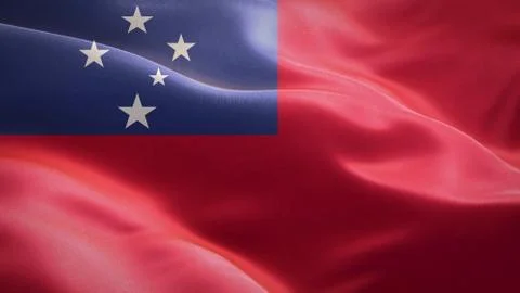 Flag of Samoa waving in the wind. 3D Waving flag design. Stock Illustration
