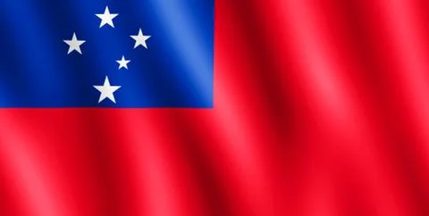 Flag of Samoa waving in the wind Stock Illustration
