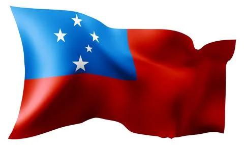 Flag of Samoa waving in the wind. Stock Illustration
