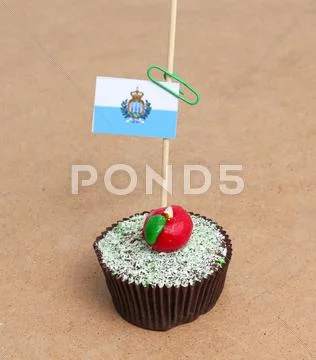 Flag of san marino on cupcake Stock Photos