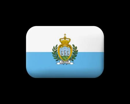 Flag of San Marino. Matted Vector Icon and Button. Rectangular Shape Stock Illustration