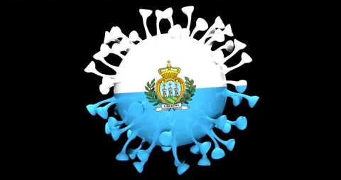 Flag of San Marino on Seamless looping 3D animation of the covid-19 Corona Virus Stock Footage 167323670