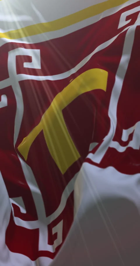Flag of the Sarakatsani, Greece. 4K Vertical. Loop Stock Footage 311644451