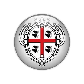 Flag Sardegna-Stemma on button Stock-Illustration