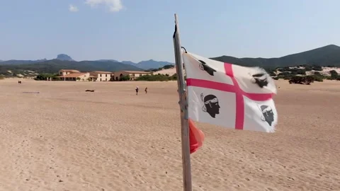 Flag of Sardinia on the beach in windy weathear Stock Footage 152147959