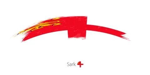 Flag of Sark in rounded grunge brush stroke. Stock Illustration