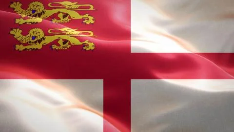 Flag of Sark waving in the wind. 3D Waving flag design. Illustrazione stock