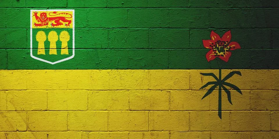 Flag of Saskatchewan painted on a wall Stock Illustration