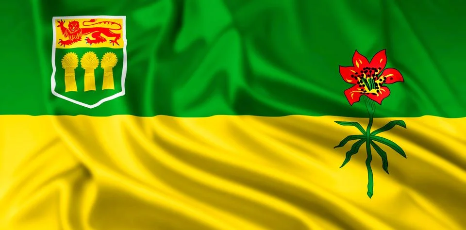 The Flag of Saskatchewan Rippled Stock Illustration